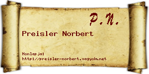 Preisler Norbert névjegykártya